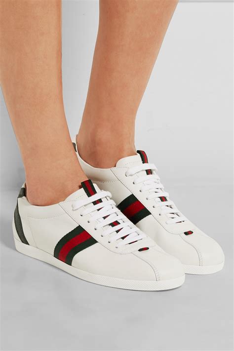 white leather gucci sneakers|gucci leather sneakers women.